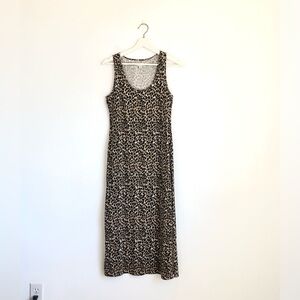 J. Crew Factory Brown / Black Cheetah Animal Print Midi Maxi Tank Dress Size XS